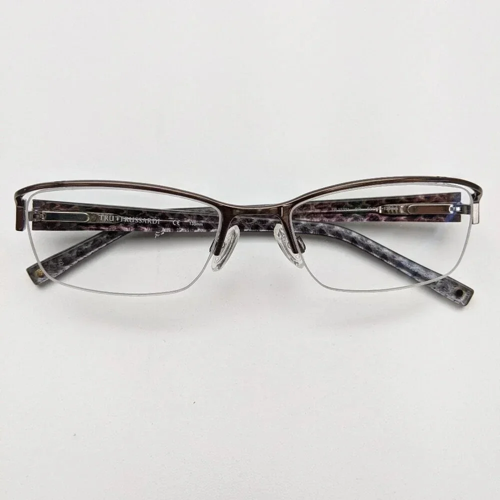 🕶️ Trussardi TR12721-BR Semi Rimless Eyeglasses 52/18-135 / JLI130🕶️